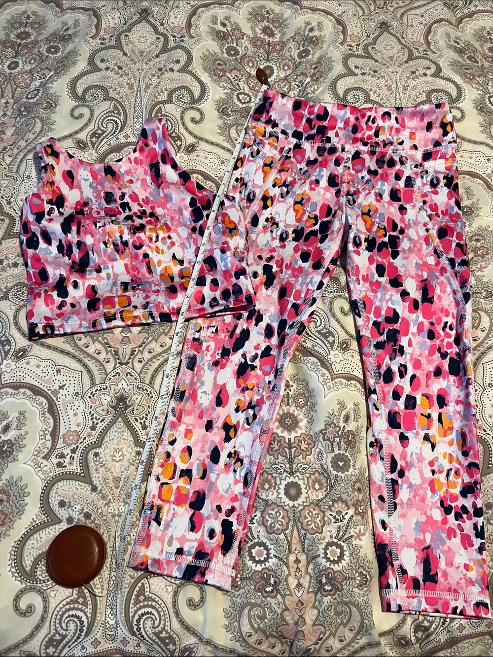 tek gear Pink Multicolor Girls Athletic Matching Set - Bra Top & Leggings